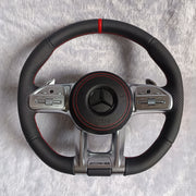 MERCEDES BENZ AMG STYLE STEERING WHEEL WITH RED BORDERS APPLICABLE FOR ALL MODEL FROM (11-18) (STYLE 1) | Premium OEM Replacement Performance Steering Wheel