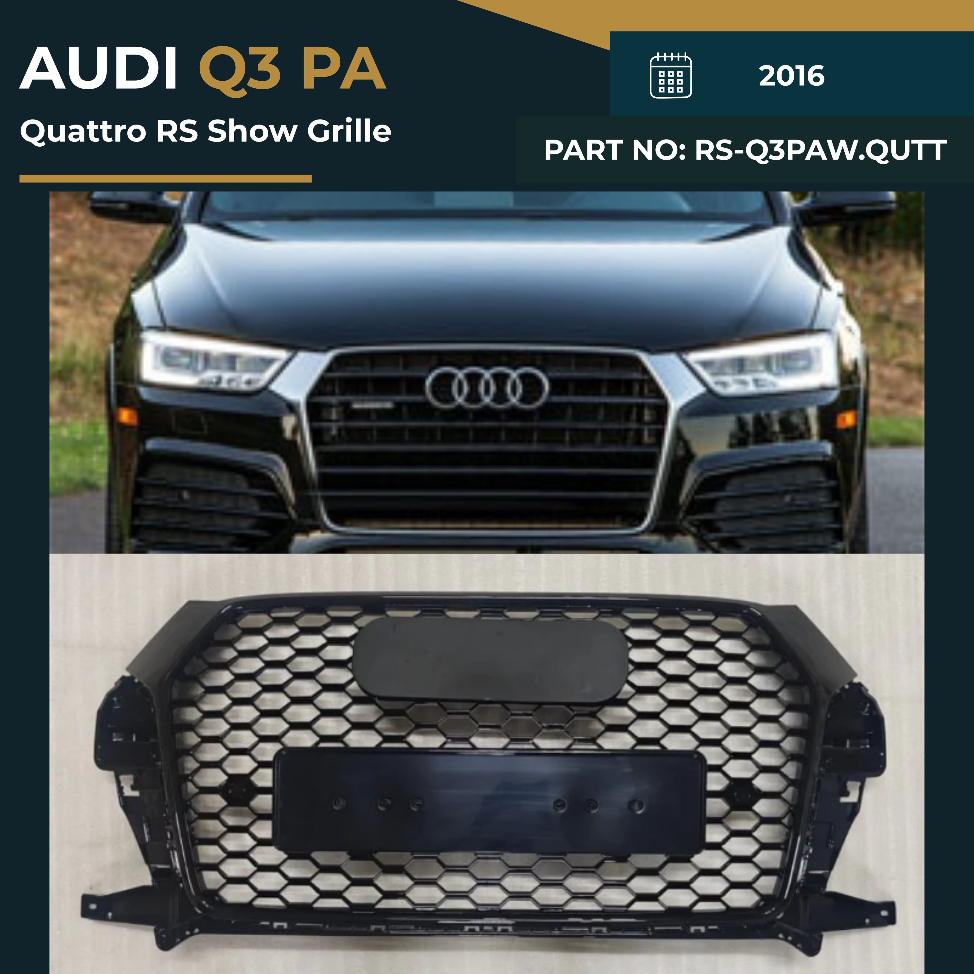 RS-Q3PAW.QUTT Audi Q3PA (2016) Quattro RS Show Grille – OEM Fit Replacement