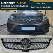 OHI-W166-GR3 MERCEDES GLE 166(2015-2019) DIAMOND BLACK SHOWGRILL – OEM Fit Mercedes Front Show Grille