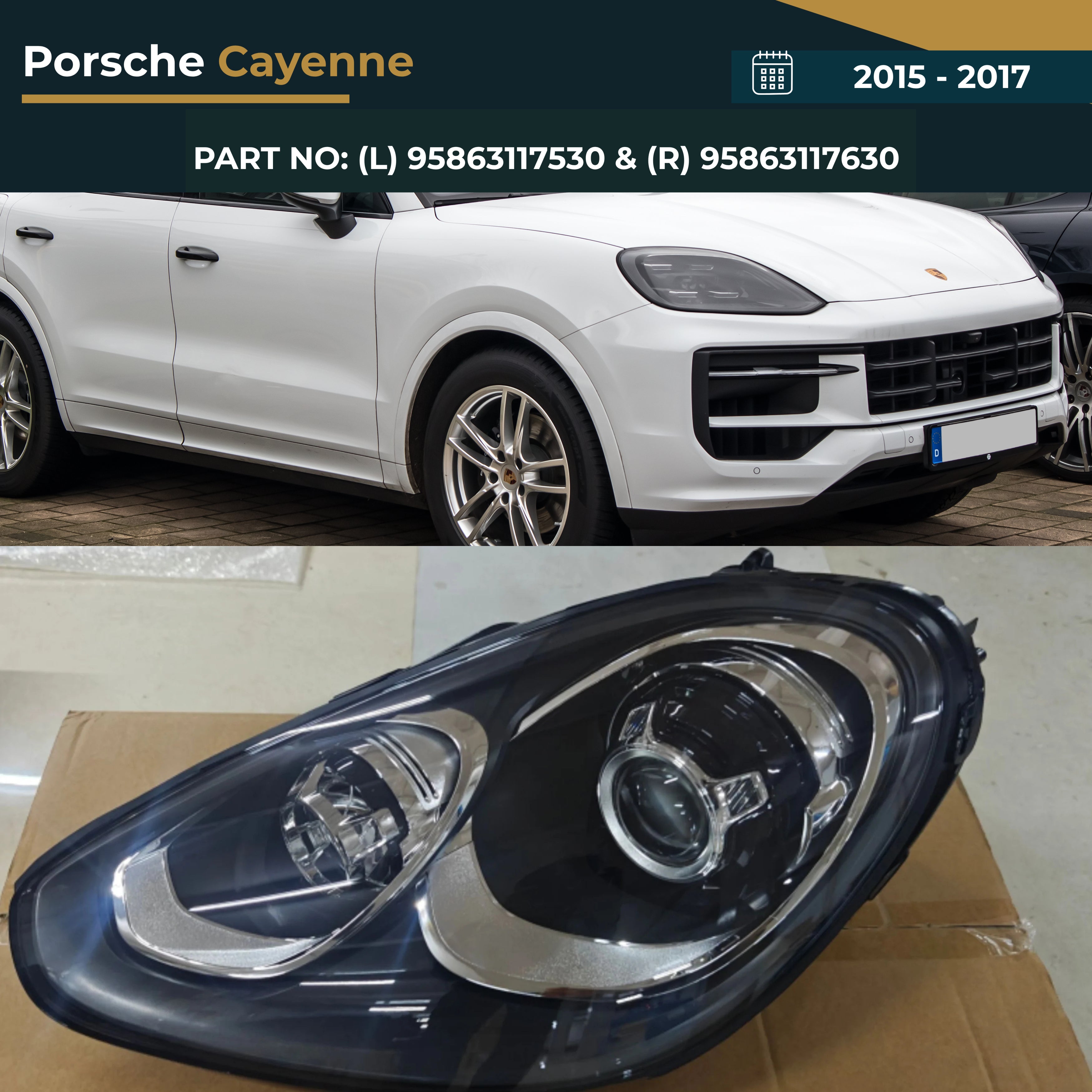 95863117530 & 95863117630 Porsche Cayenne (2015-2017) Headlight Assembly Premium Replacement