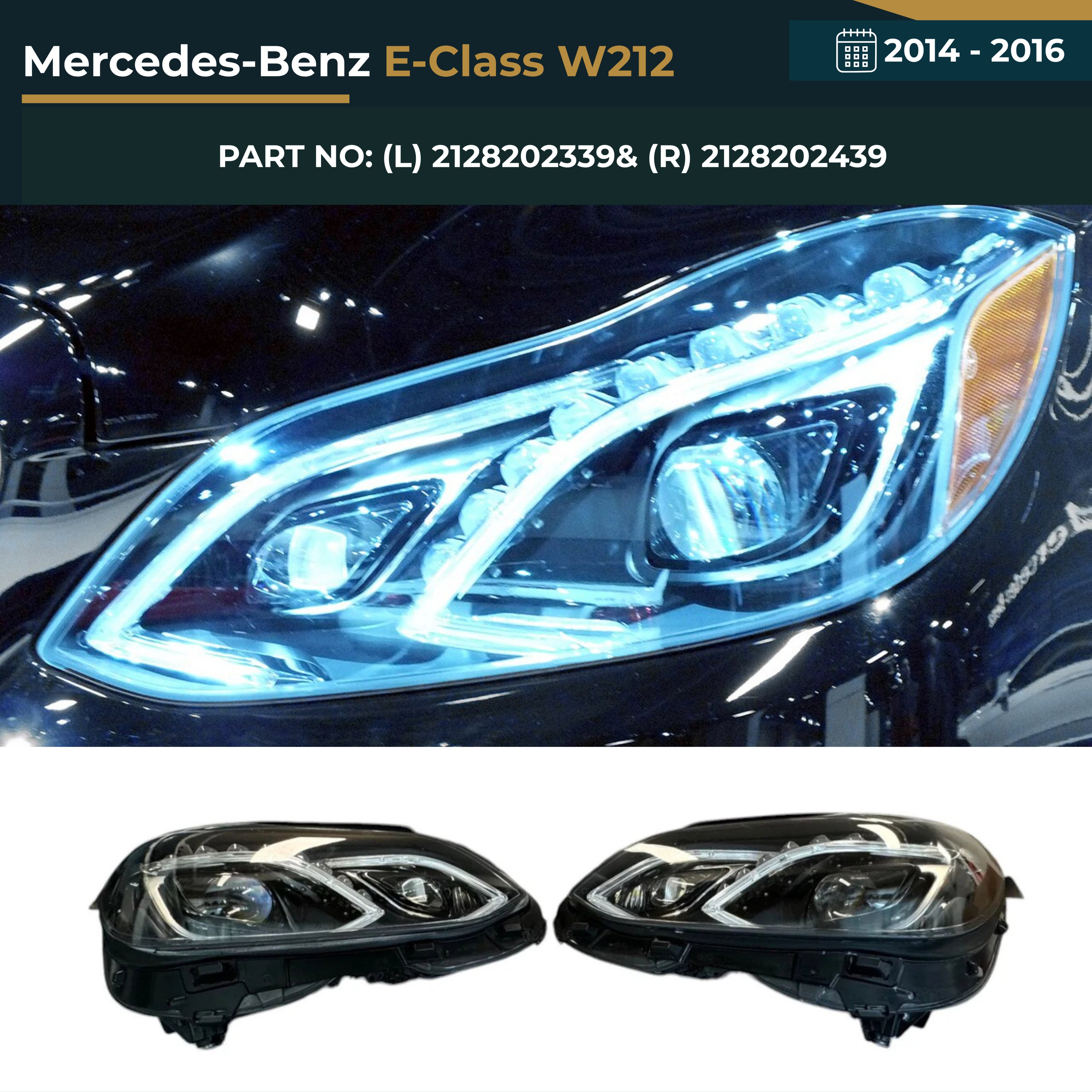 2128202339 & 2128202439 Mercedes-Benz E-Class W212 (2014-2016) Headlight Assembly Premium Replacement