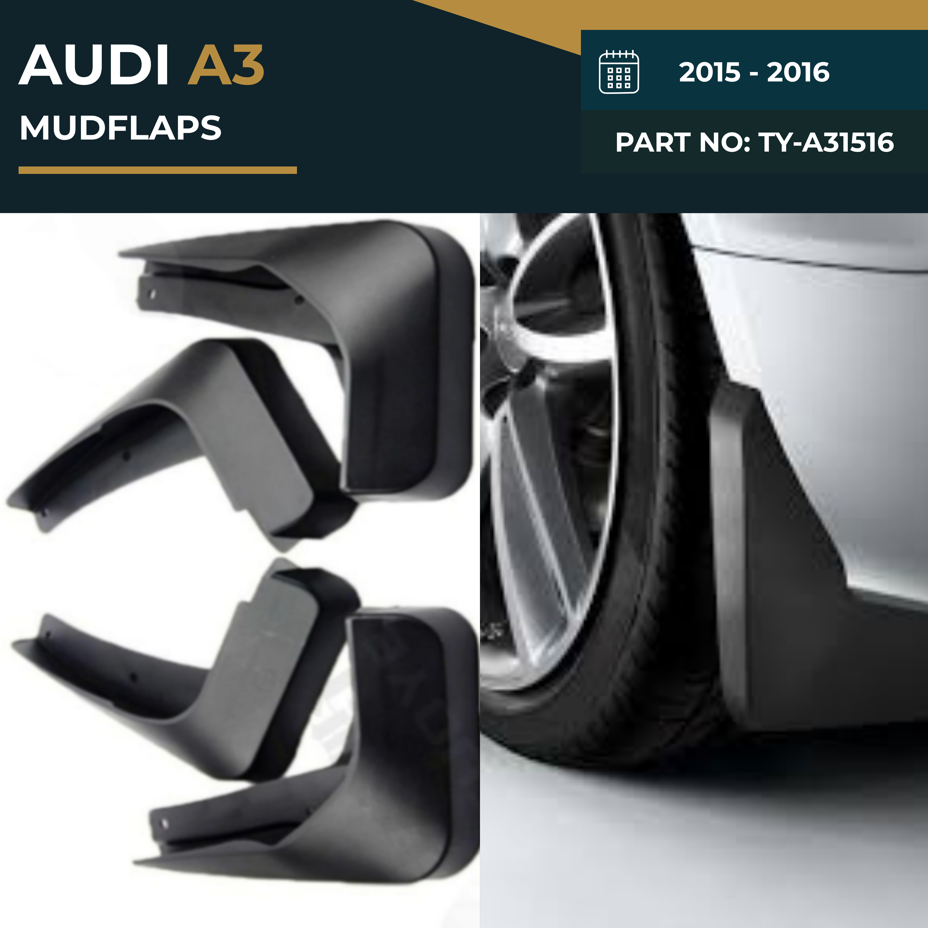 Audi A3 2015-2016 Mudflaps Set of 4 – Front & Rear Splash Guards