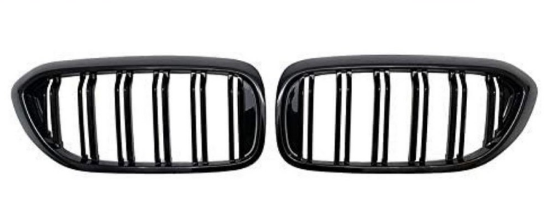 51137390863 51137390864 BMW 5 SERIES G30 (2017-20) 2-LINE GLOSSY BLACK SHOWGRILL (LH+RH) – OEM Fit BMW Front Show Grille