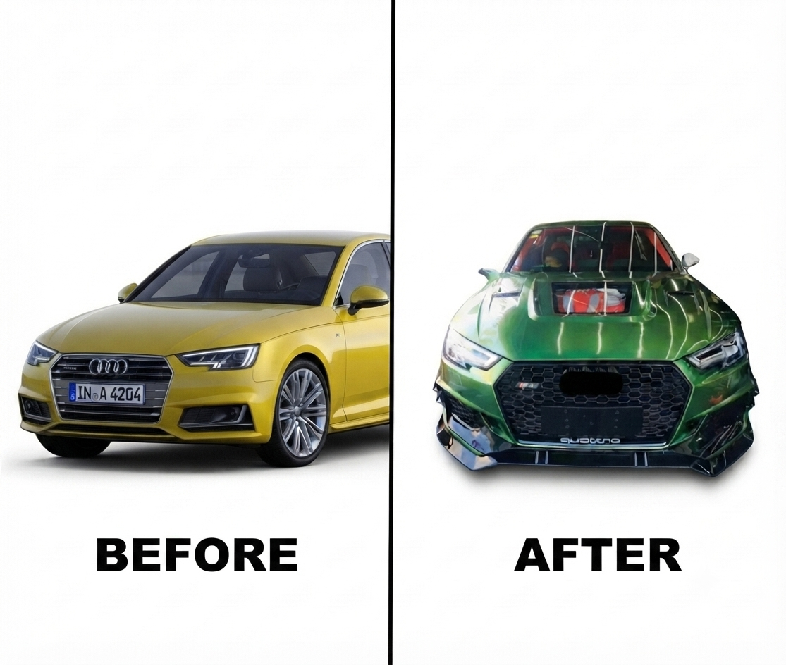 AUDI A4 B9 (2016-2019) UPGRADE TO AUDI A4 RS4 FRONT BODY KIT