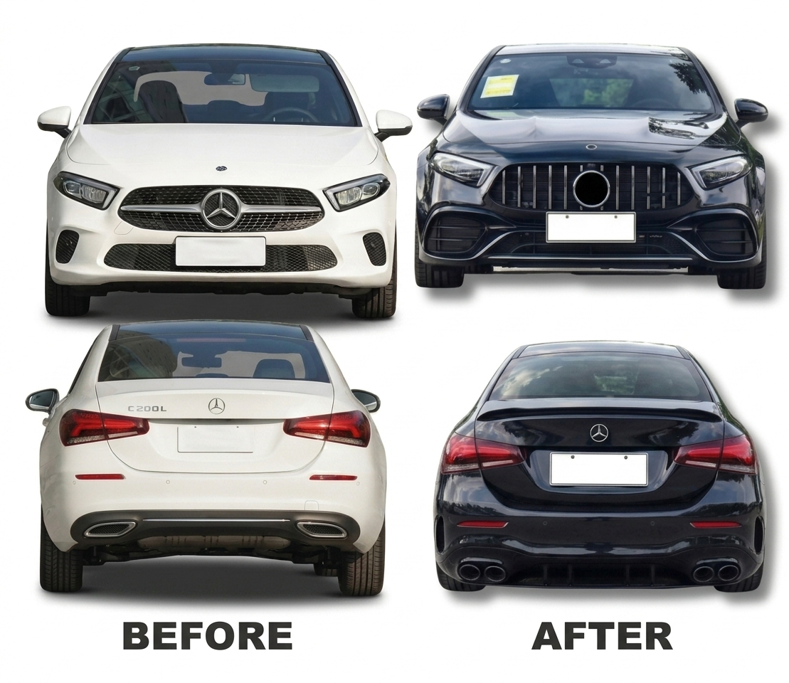 BENZ A CLASS W177 (2019-2024) SEDAN UPGRADE TO A45S AMG BODY KIT